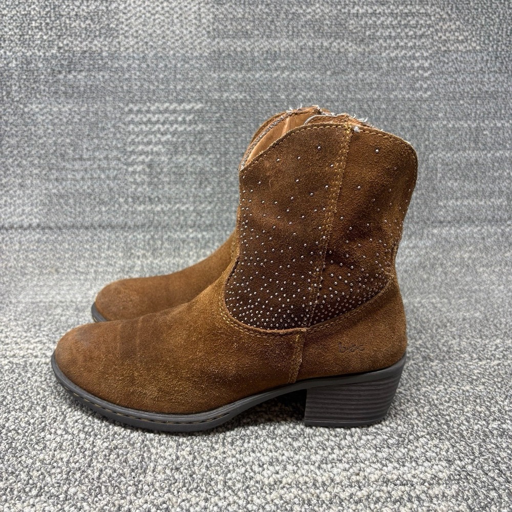 b.o.c. Cake Brown Suede Born Western Ankle Boots Studded Zip Women's Size 6